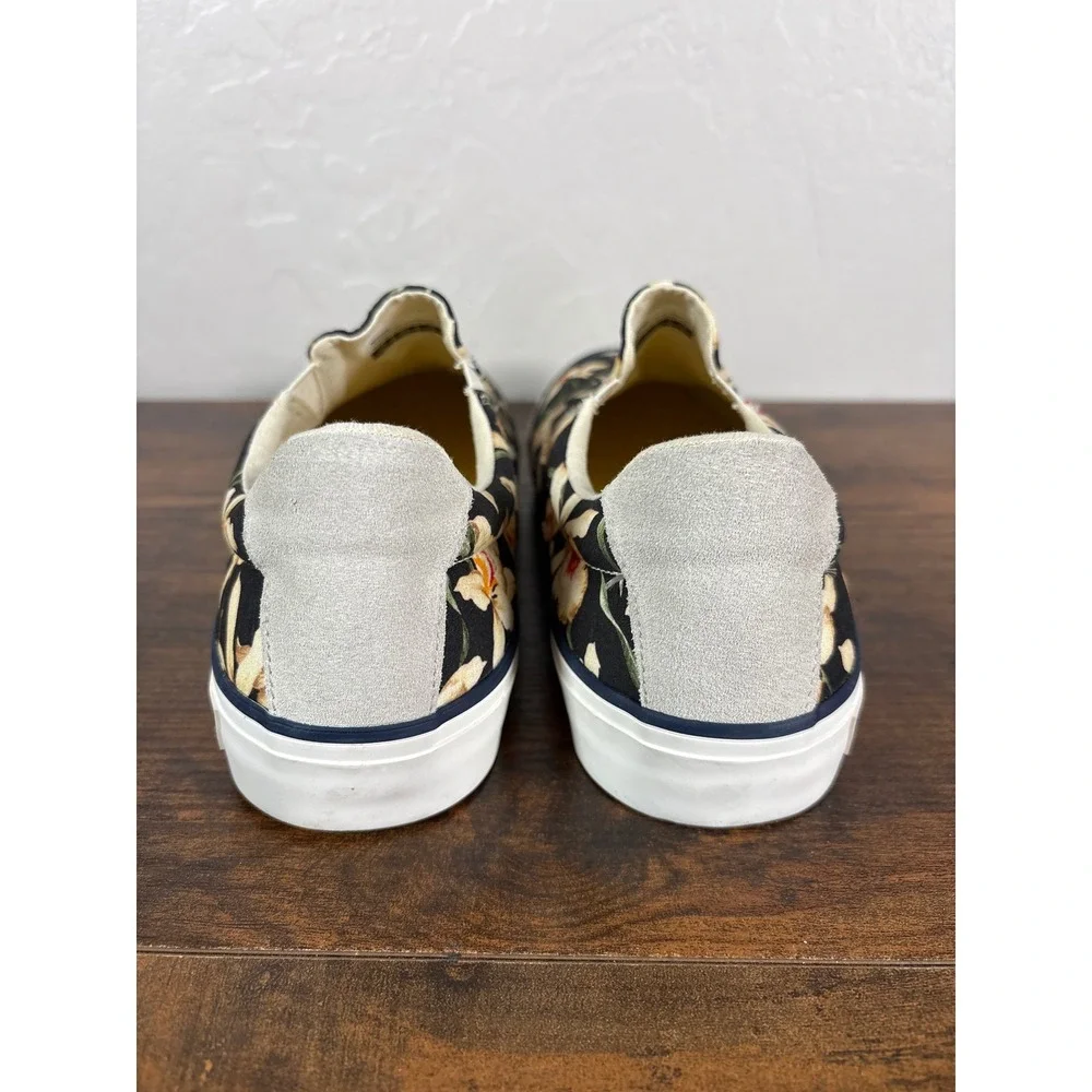 SeaVees Hawthorne Slip On Magnum Mens 10 Black Star Orchid Floral Hoffman Fabric